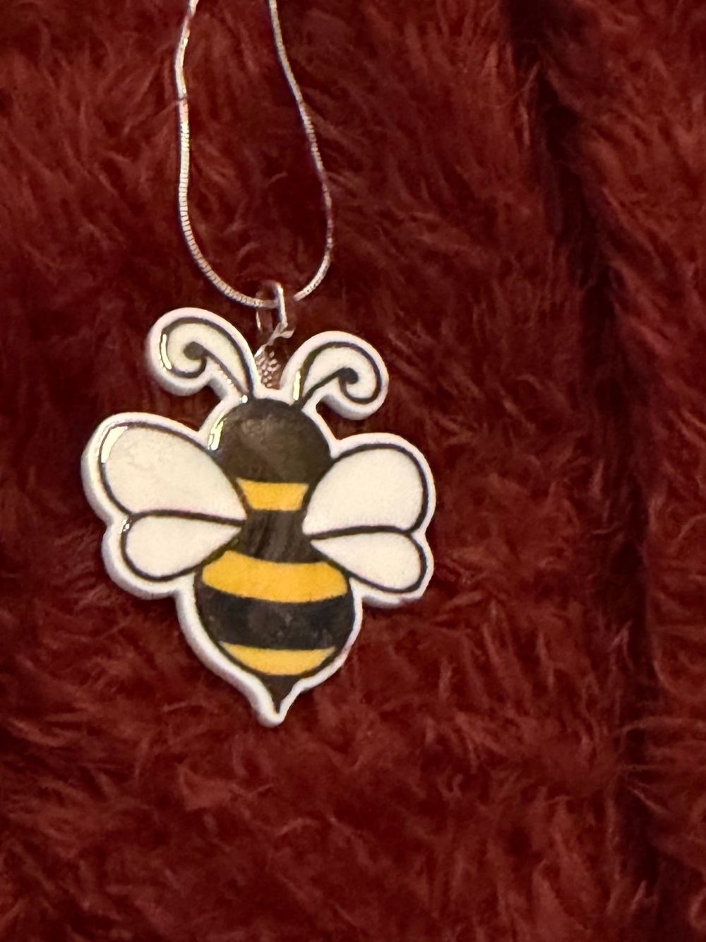 Cute Bee Pendant Necklace in Black & Yellow